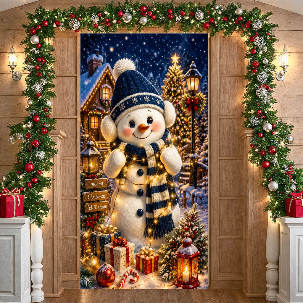 Winter Snowman Christmas Backdrop Banner 180x90cm Holiday