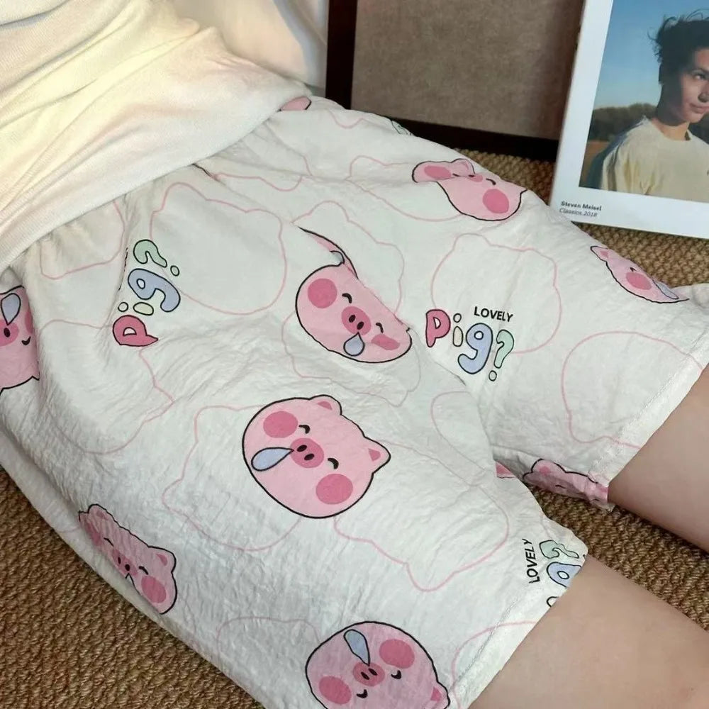 Women's Cartoon Print Wide Leg Pajama Pants | High Waist