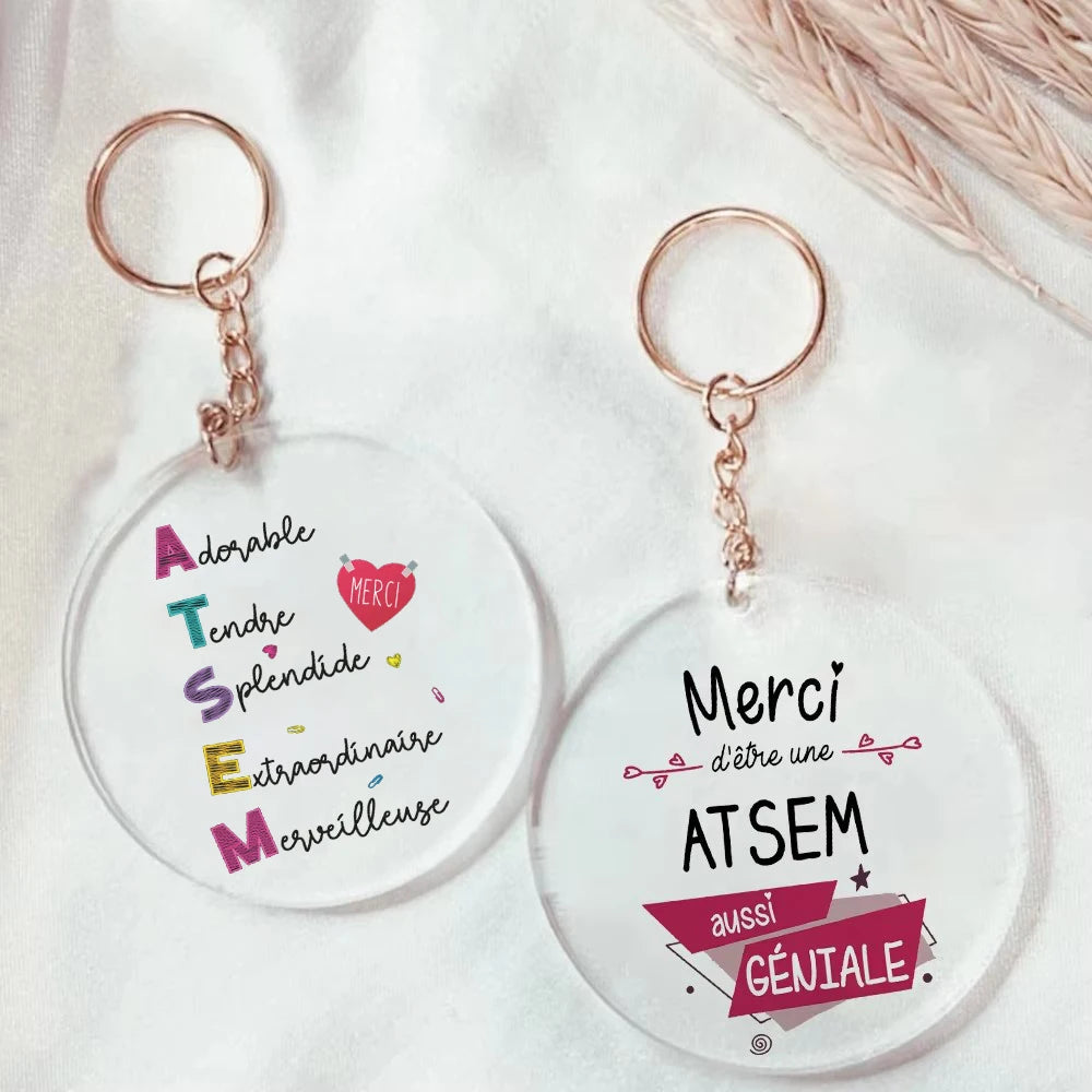 French Atsem Thank You Acrylic Keychain | Graduation Gift