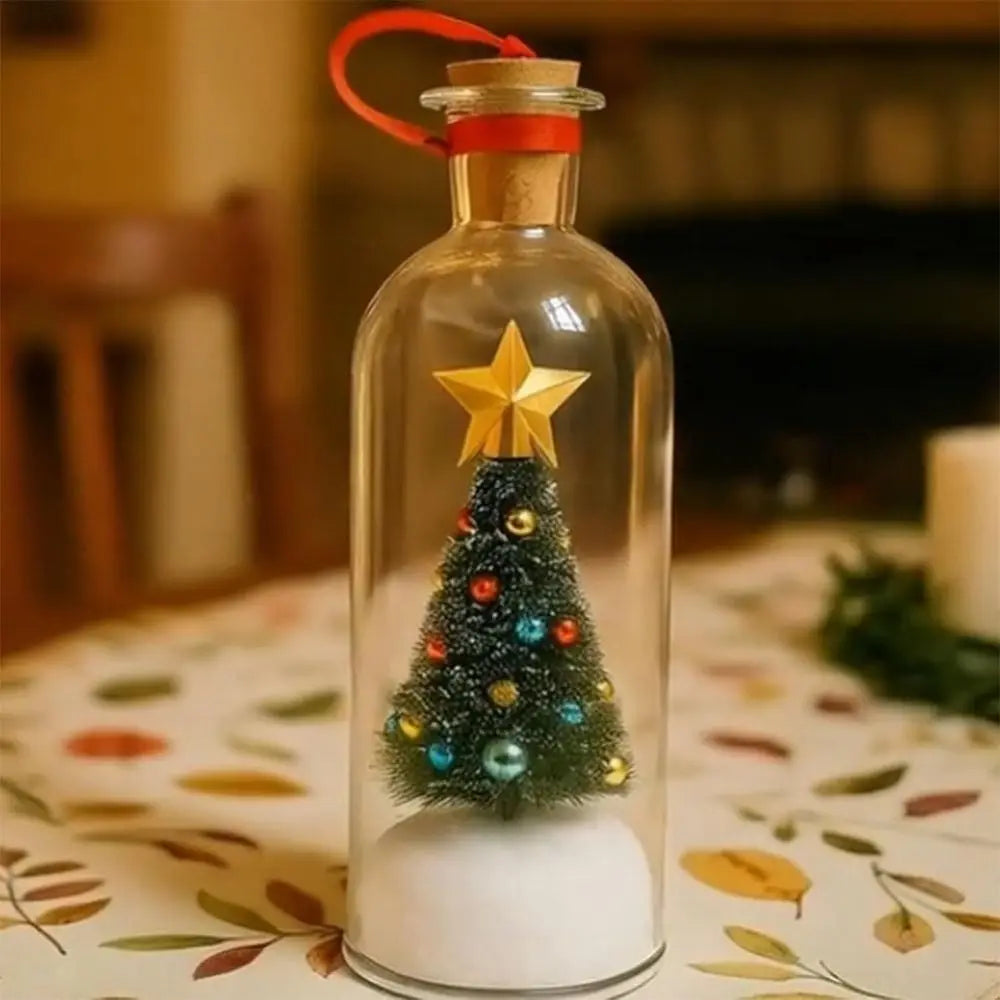 Recordable Christmas Tree Message Bottle – Snowy Scene Ornament