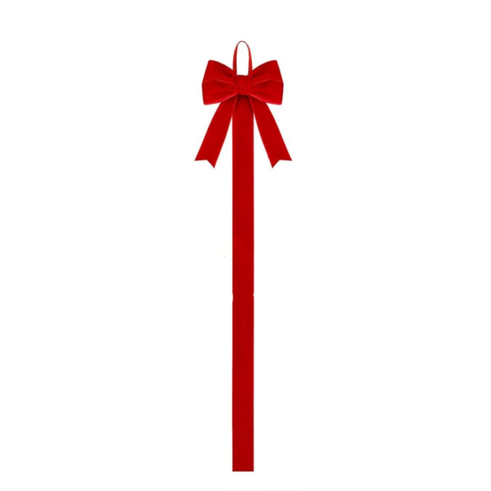 Wine Red Velvet Christmas Bow Ornament with Photo Display