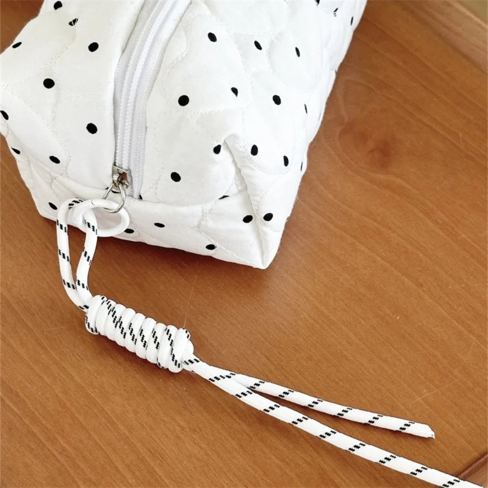 Quilted Polka Dot Makeup Bag – Ultralight Travel Cosmetic Bag
