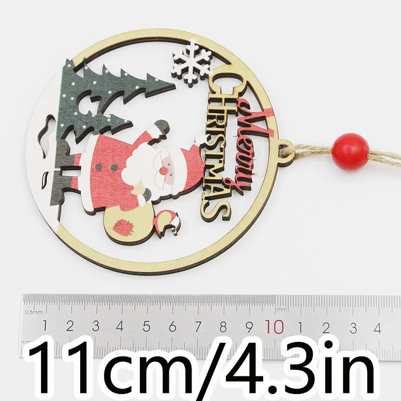 Christmas Wooden Hollow Pendant Ornaments – 2-Pack 11cm