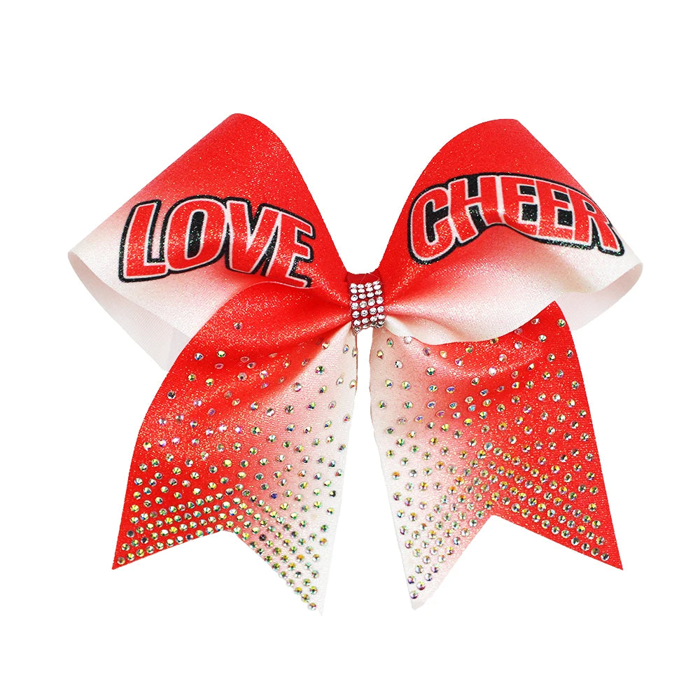50-Pack 7" Glitter Cheer Bows with Rhinestone Strips | Bulk