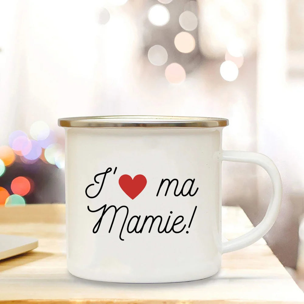 Super Mamie I Love You Enamel Mug | Grandmother Gift Mug