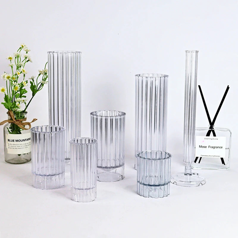 3D Stripe Cylinder Candle Plastic Mold – DIY Geometric Kit