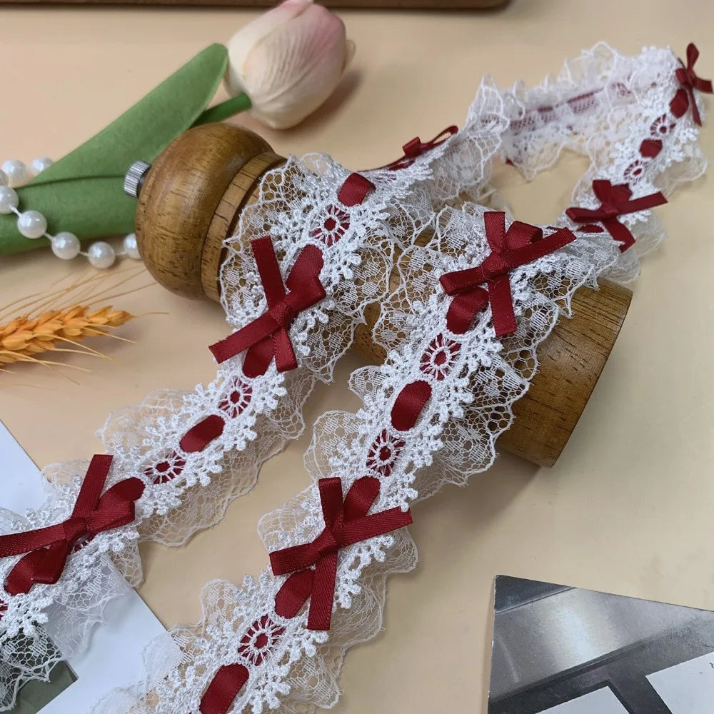1 Yard Pleated Bow Lace Trim Ribbon – Sewing & Wedding Décor