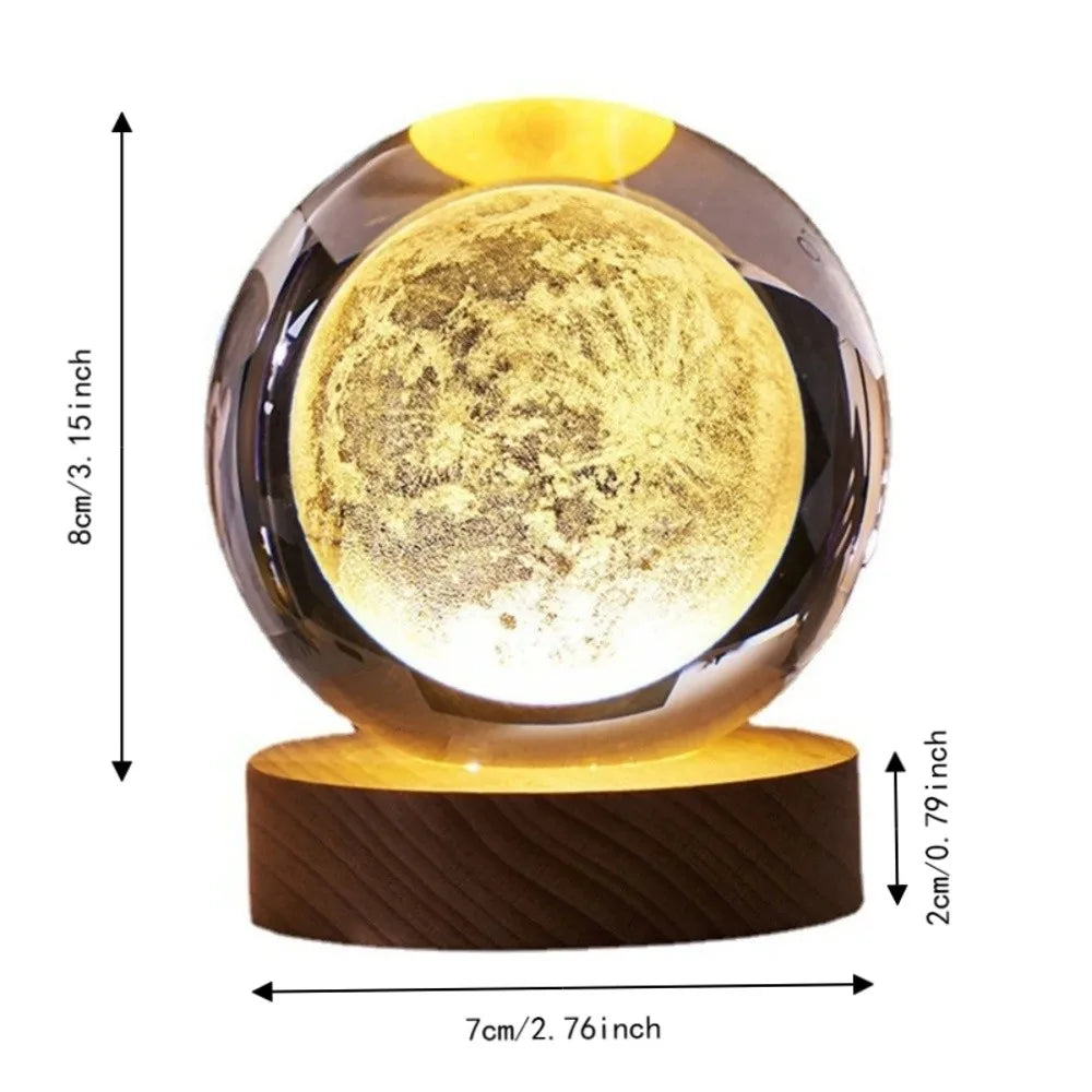 Moon Crystal Ball Night Light – 3D Engraved USB LED Lamp