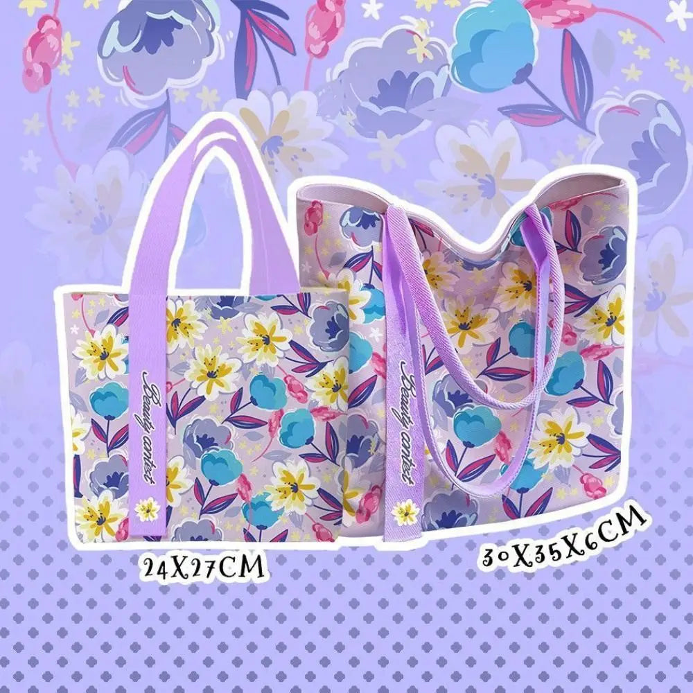 Floral Canvas Tote Bag – Large Reusable Shoulder Bag for Women