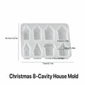 8-Cavity Christmas House Silicone Mold – Candles, Resin & Crafts