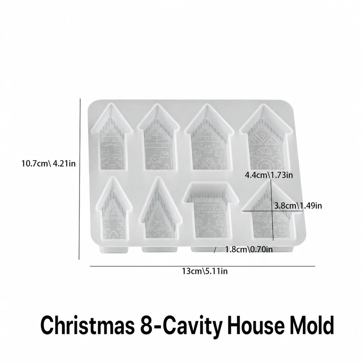 8-Cavity Christmas House Silicone Mold – Candles, Resin & Crafts