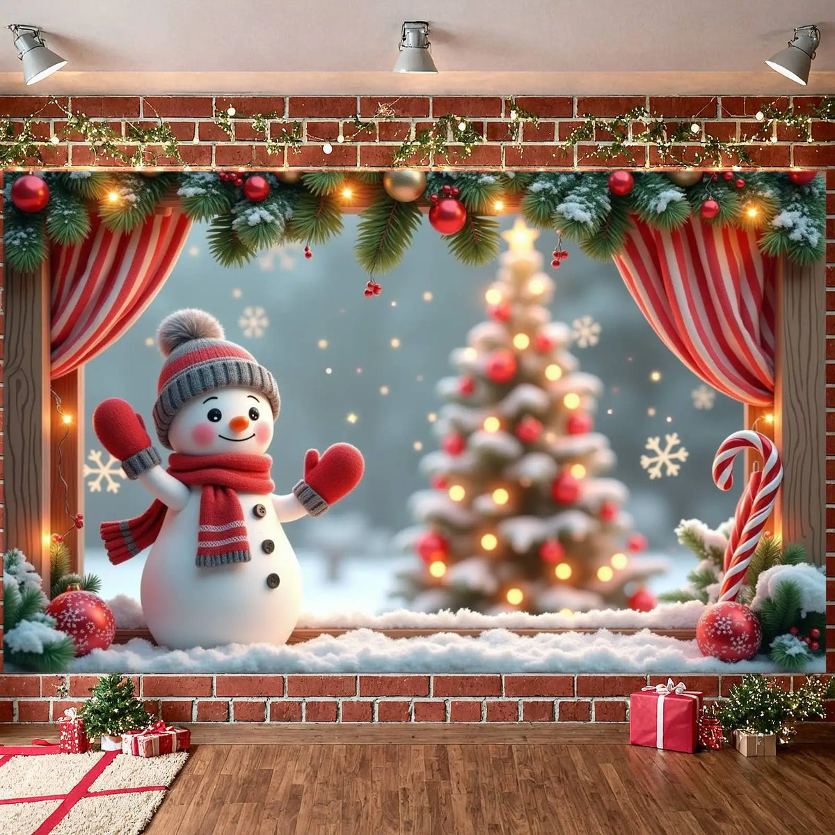Snowman Christmas Banner Backdrop – Festive Holiday Décor 180×110cm
