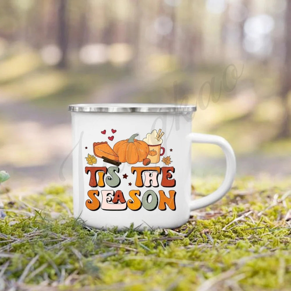 Tis' The Season Enamel Mug | Fall Coffee & Cocoa Cup Gift