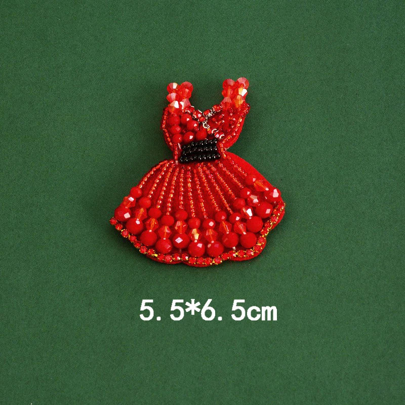 Handmade Beaded Christmas Patch – DIY Cloth Appliqué Sticker