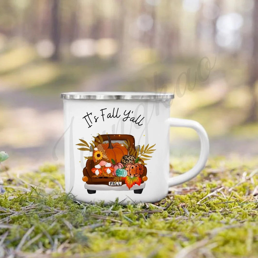 Tis' The Season Enamel Mug | Fall Coffee & Cocoa Cup Gift