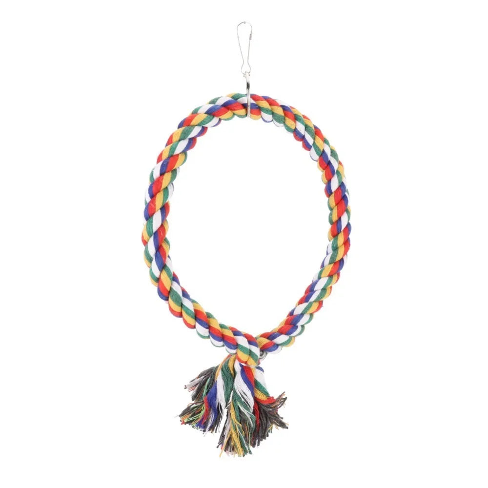 Cotton Rope Bird Swing Climbing Toy – Round Circle Design