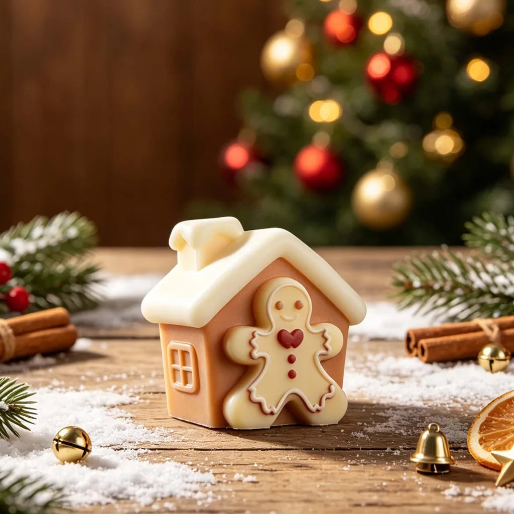 3D Gingerbread House Silicone Mold – Christmas Candle Craft