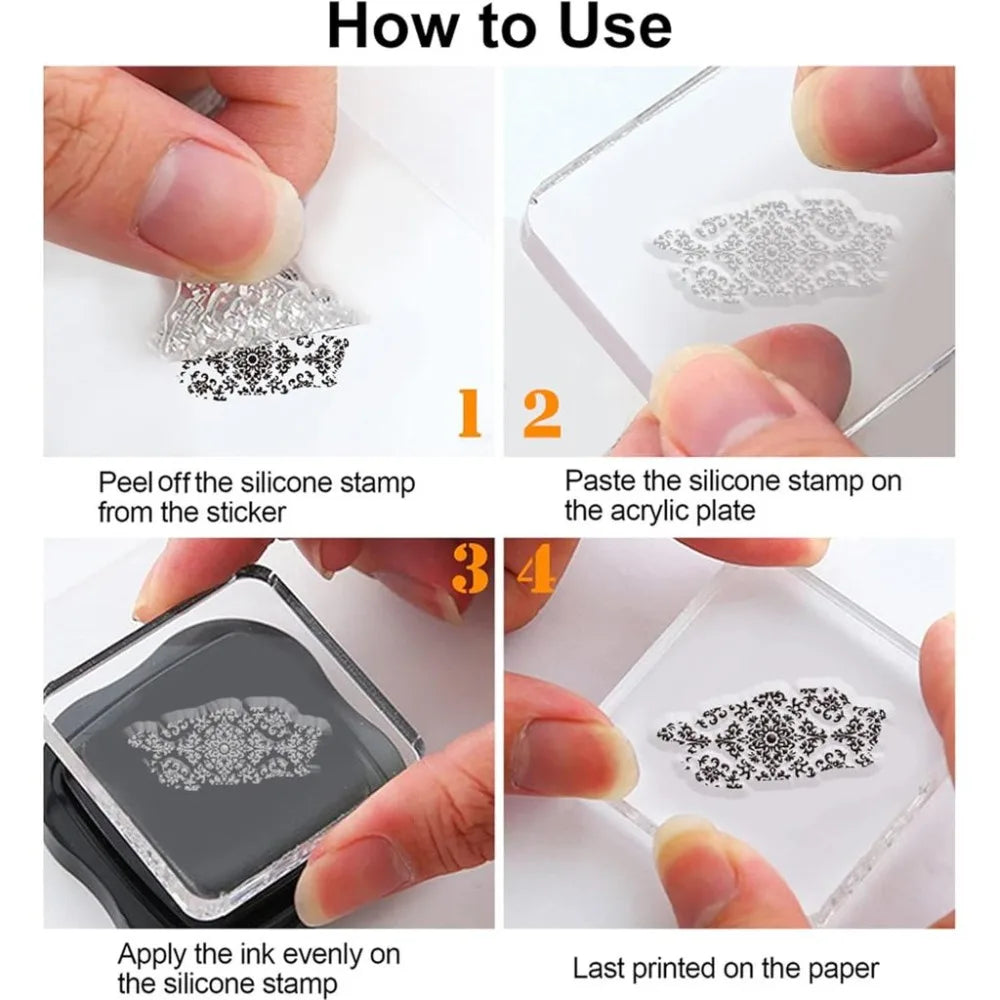 Vintage Texture Clear Stamp Set – 12pc Retro Scrapbooking