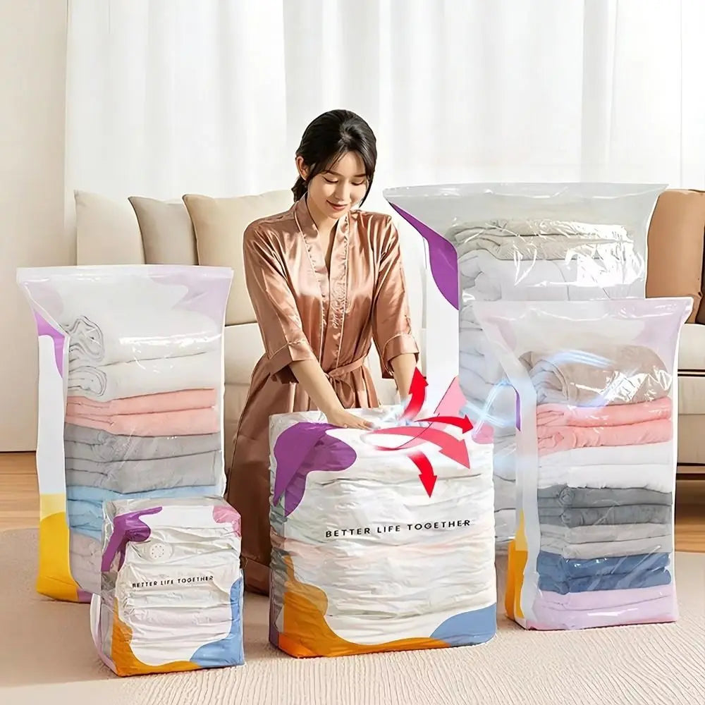 XL No-Pump Vacuum Storage Bags – Space-Saving Compression