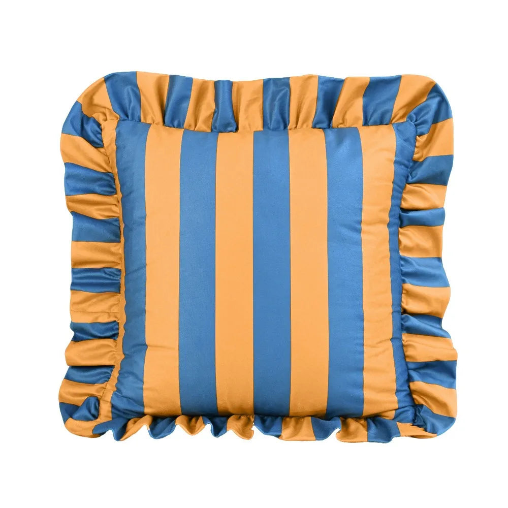 Striped Velvet Pillowcase Lotus Leaf Edge Soft Cushion Cover