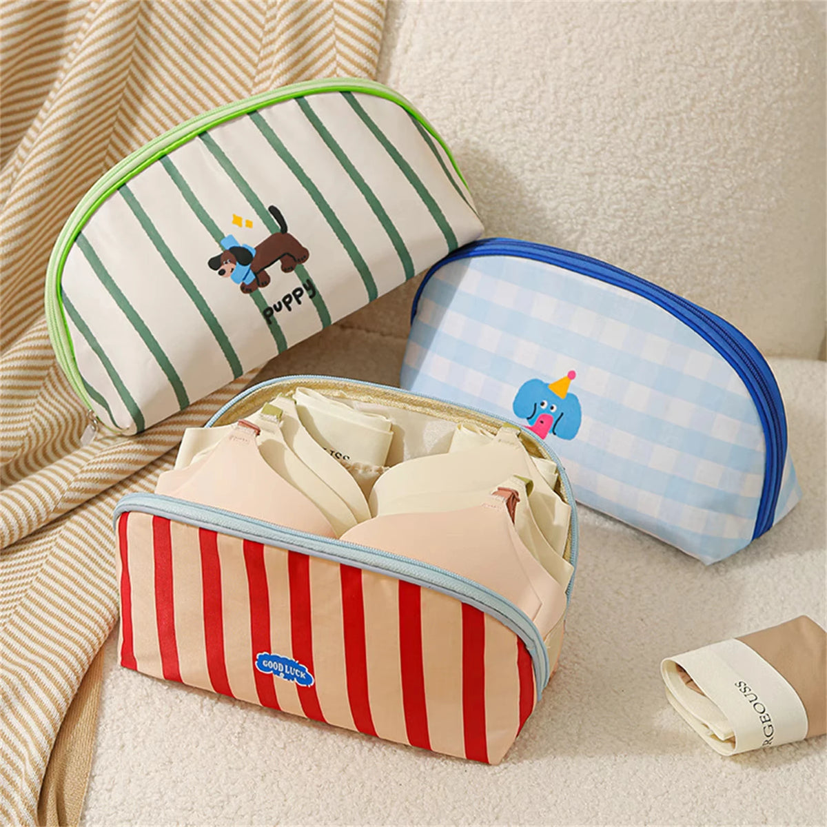 Oxford Cloth Travel Organizer Bag for Underwear, Socks & Bras