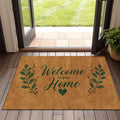 Rustic Welcome Home Non-Slip Entryway Mat | Greenery Heart