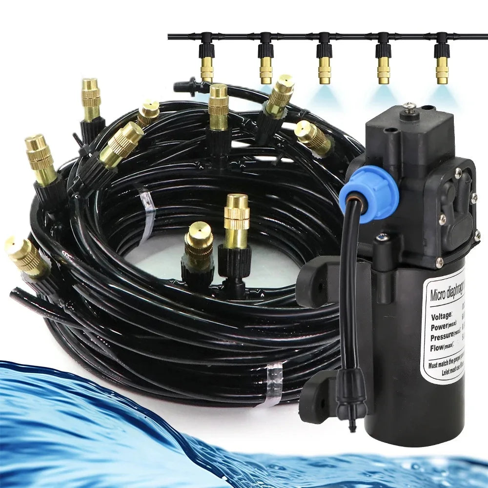 60W Self-Priming Pump Misting Cooling System | 1/4" Nozzle