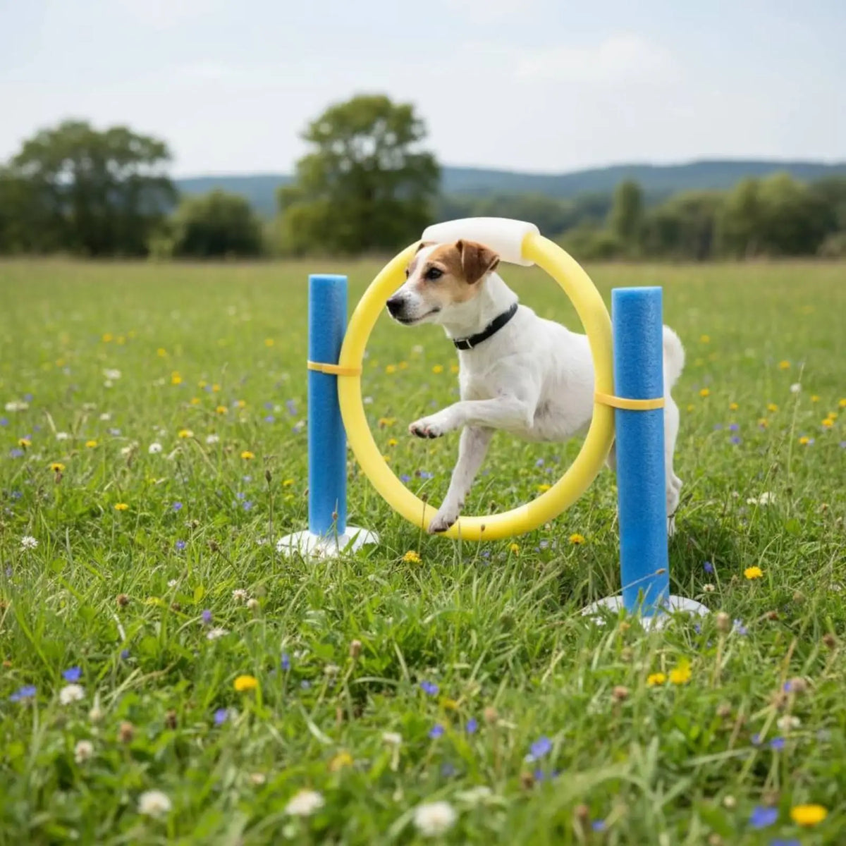 Dog Agility Training Set – Blue & Yellow Foam-Covered Kit