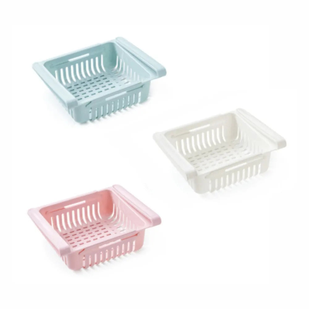 Retractable Refrigerator Storage Box & Egg Organizer Rack