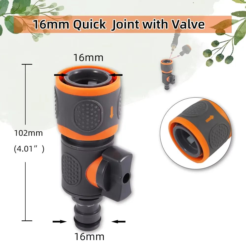 Garden Hose Quick Connector 1/2" 3/4" 1" On/Off Tap Valve