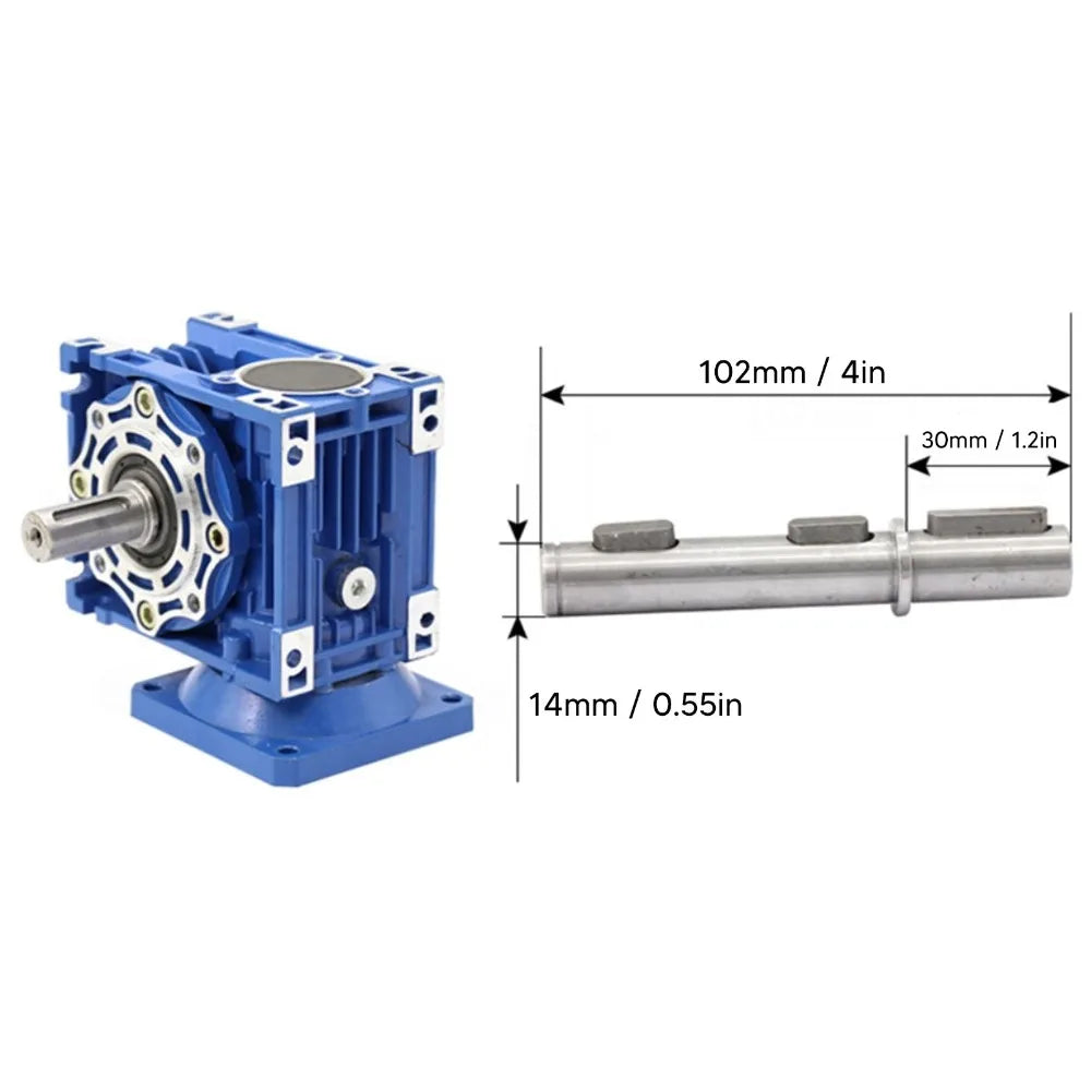 14mm Alloy Steel Output Shaft for NMRV030 & NEMA23 – 102mm