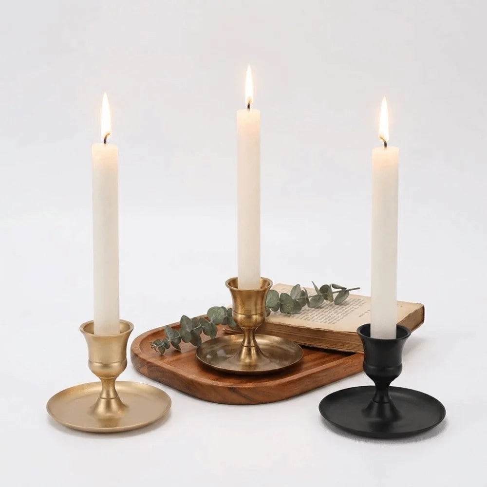 Matte Black Vintage Candlestick Holder | Wedding & Home Decor