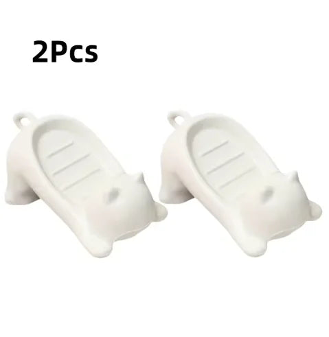 Cat Shaped Self-Draining Soap Tray | Bathroom Kitchen Holder