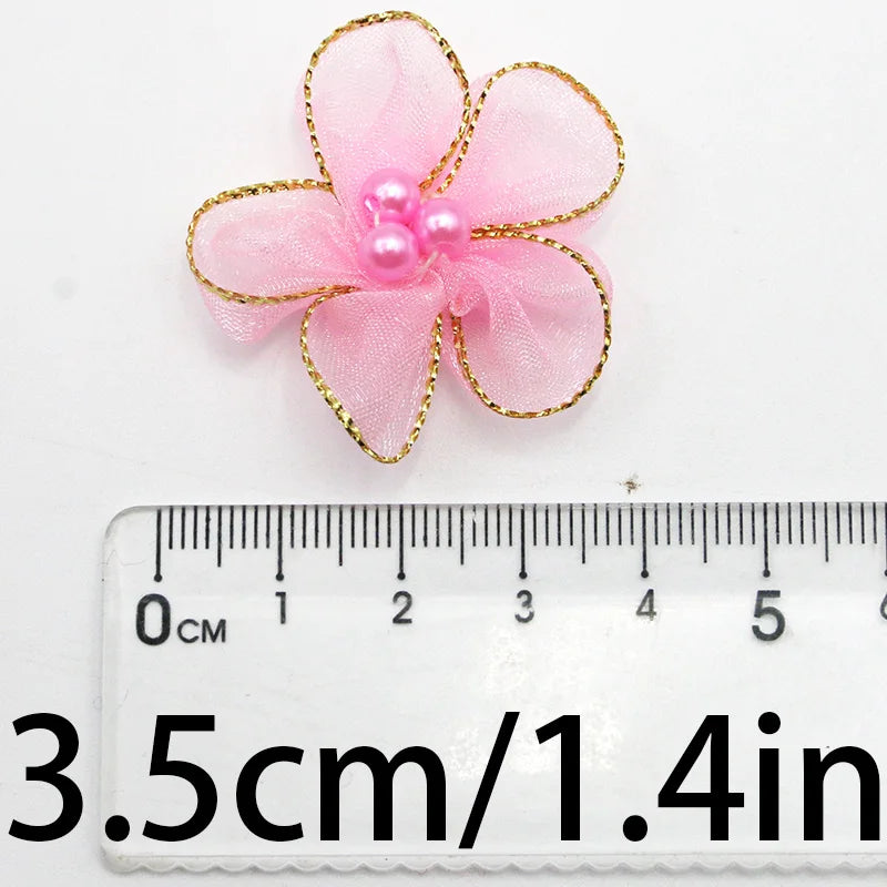 30-Pack 35mm Handmade Satin Ribbon Flowers – Hair & Craft DIY