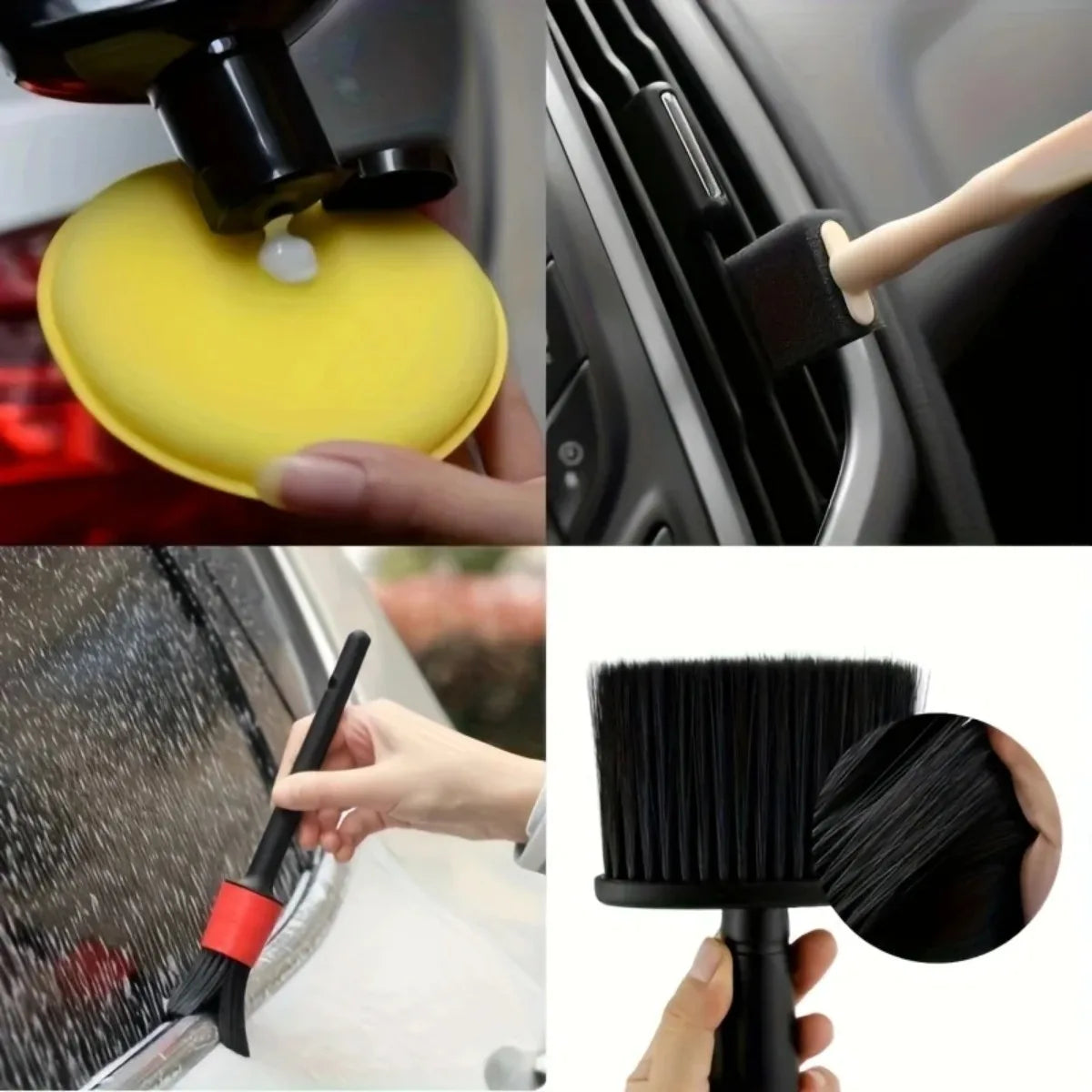 Car Cleaning Care Set – Brush, Waxing Sponge & Wash Cloth
