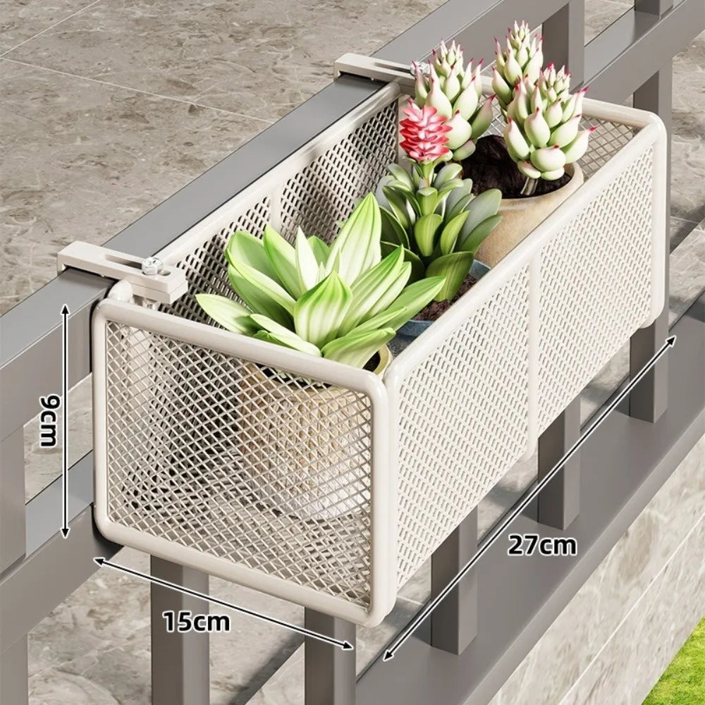 Iron Hanging Flower Pot Stand – Balcony Railing Rack
