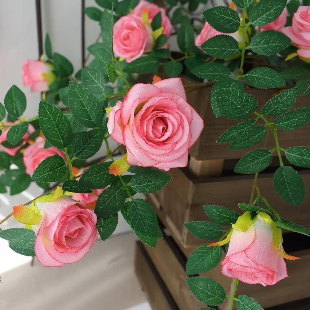 190cm Artificial Rose Vine | Silk Hanging Flower Rattan Decor