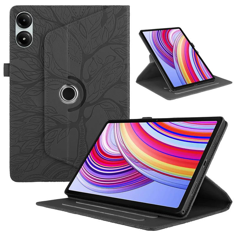 Xiaomi Redmi Pad 2 11" Case – Embossed Tree 360° Rotating Stand