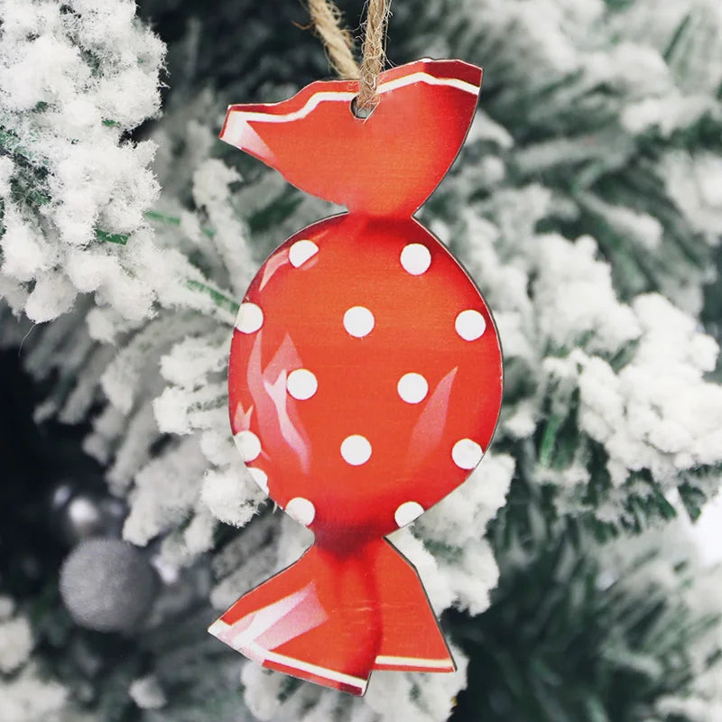 12-Pc Colorful Wooden Lollipop Christmas Tree Ornaments