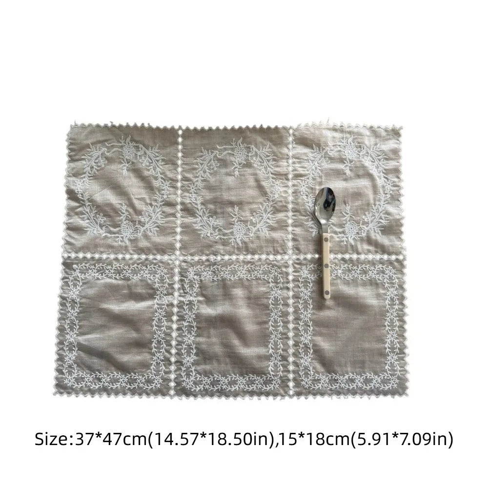 Floral Embroidered Lace Placemat – French Style Table Coaster