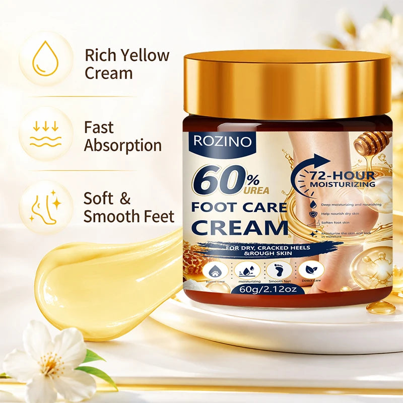 ROZINO 60G Urea Foot Cream – 72-Hr Moisturizing Heel Repair