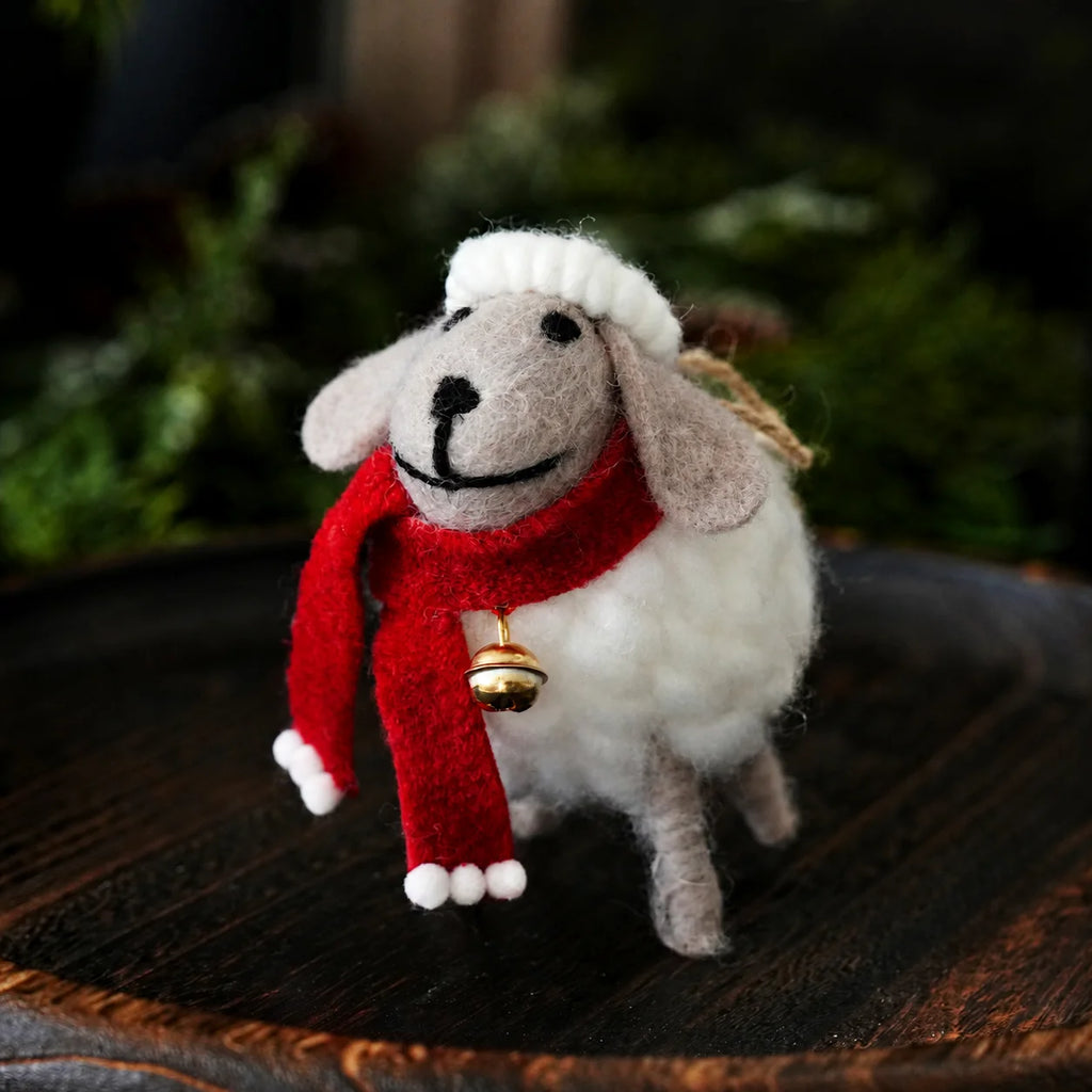 Felt Wool Sheep Christmas Ornament | Xmas Tree Hanging Decor