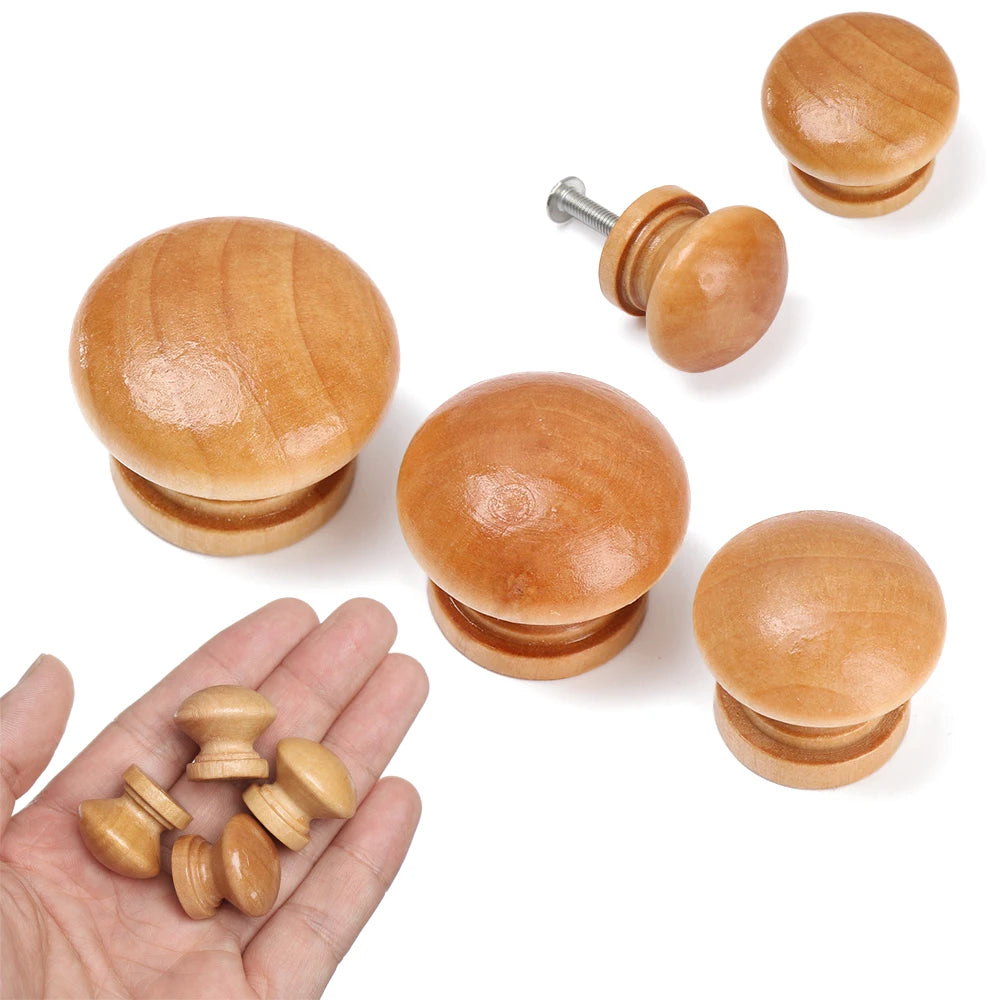 10-Pack Round Natural Wood Cabinet Knobs & Drawer Pulls