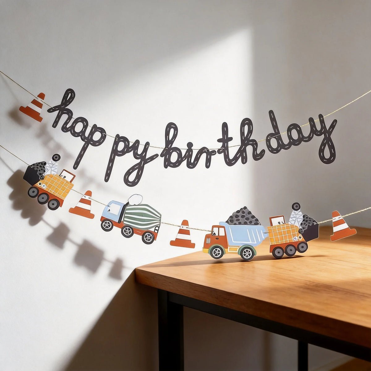 Construction Vehicle Birthday Banner – Baby 100 Days & 1st Party