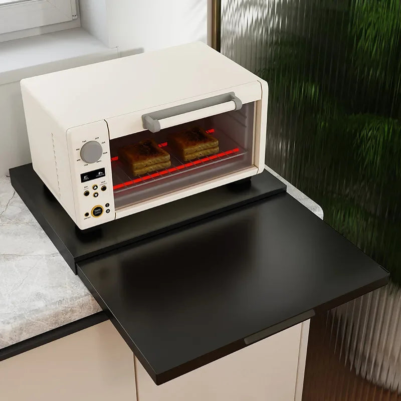 Pull-Out Microwave Shelf & Countertop Drawer Storage Rack