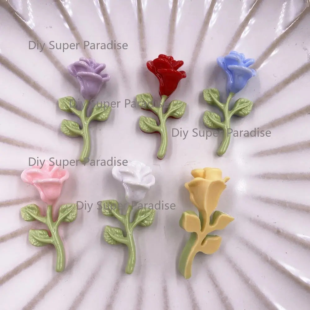 Resin Rose Flatback Figurines 10PCS – DIY Craft Embellishments