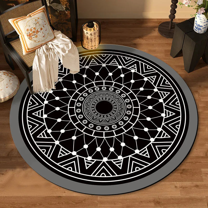 Tree of Life Round Area Rug – Modern Polyester Floor Mat