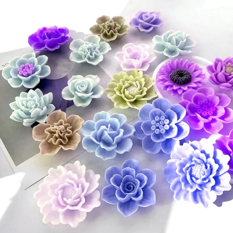 3D Flower Silicone Mold – Sunflower Peony Rose 8–10cm DIY