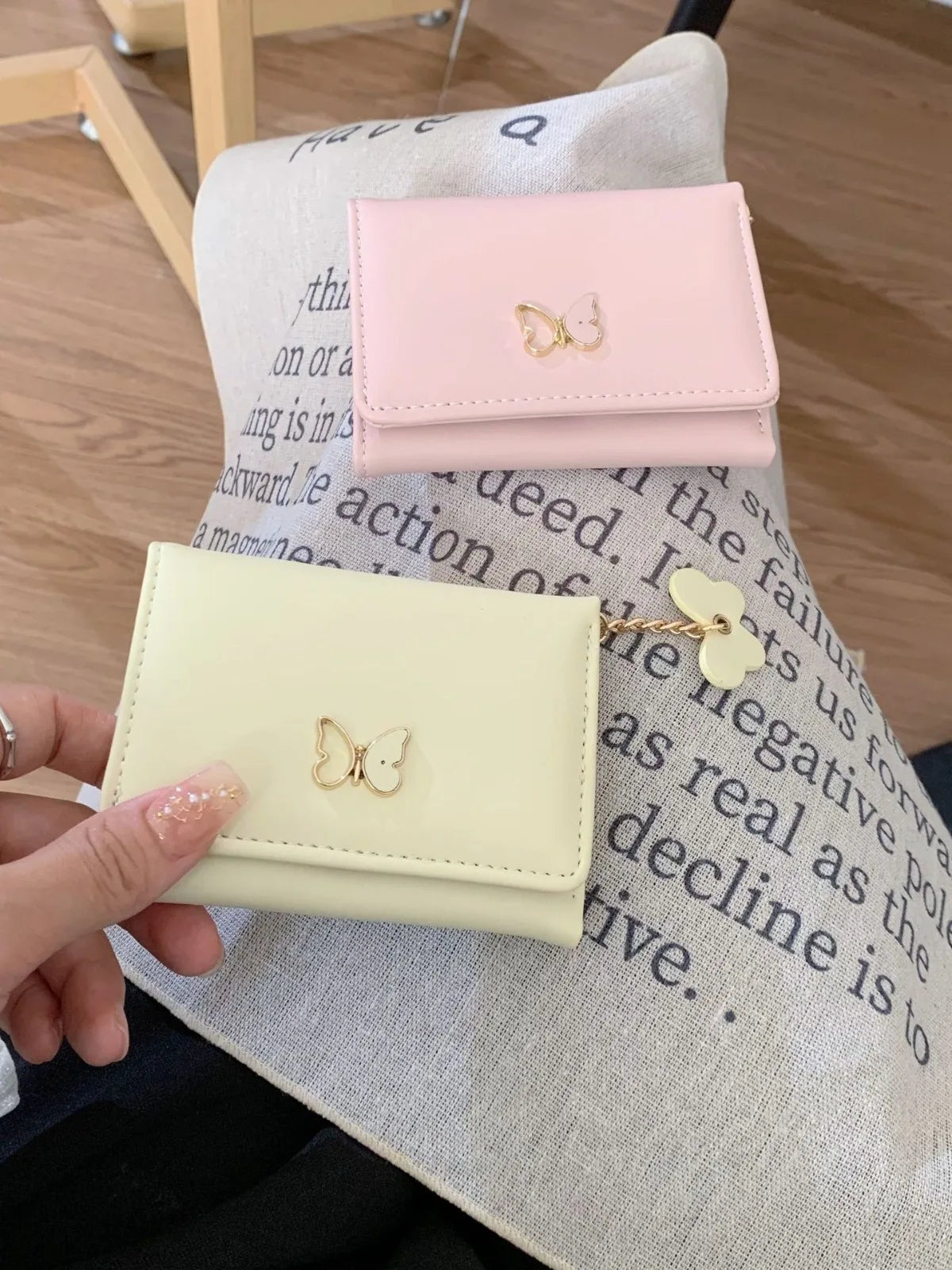 Women's Tri-Fold Wallet – Butterfly Coin Purse & Card Holder