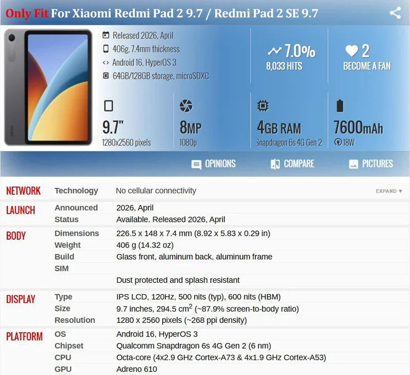 Redmi Pad 2 9.7" PU Leather Tri-Fold Stand Case – VIGENCIA